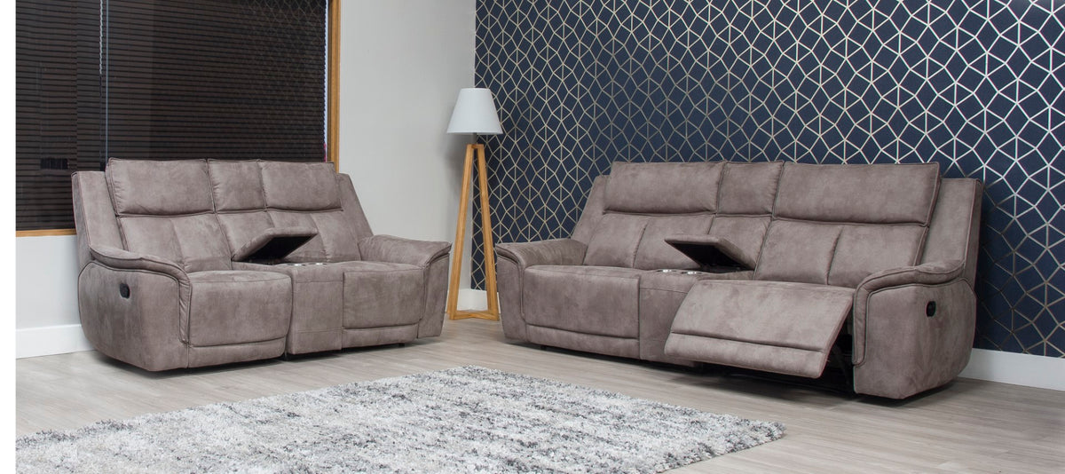 Barello Brown Grey Reclining Suite