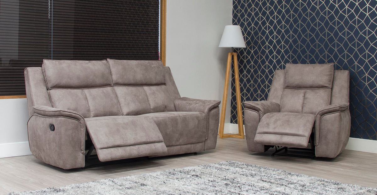Barello Brown Grey Reclining Suite