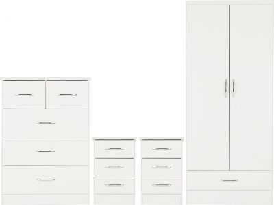 Nevada White Coloured Bedroom Set