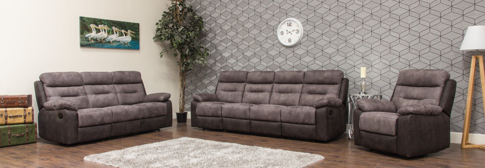 Dillon Modular Reclining Suite 3 Seater + 2 Seater (Charcoal) — Madden ...